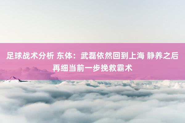 足球战术分析 东体：武磊依然回到上海 静养之后再细当前一步挽救霸术