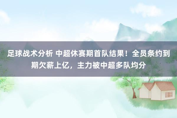 足球战术分析 中超休赛期首队结果！全员条约到期欠薪上亿，主力被中超多队均分